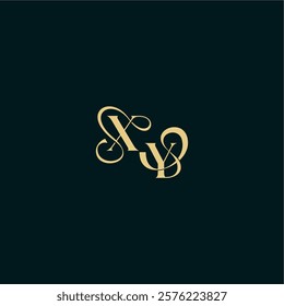 XY letter elegant and curvy style monogram wedding logo initial bold concept design