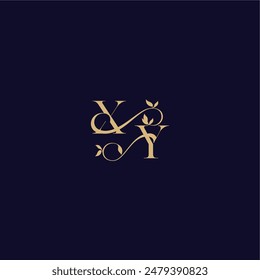 XY letter organic and elegant concept wedding initial beauty leaf monogram logo