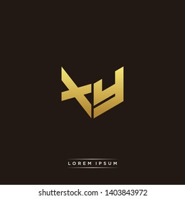 XY Logo Letter Initial Logo Designs Templete with Gold and Black Background