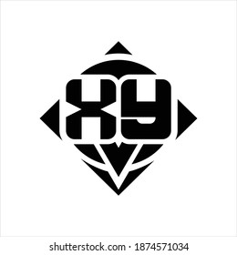 XY Logo monogram with circle shape and square rotate rounded design template on white background