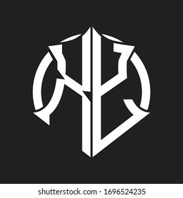 XY Logo monogram with emblem and circle rounded design template