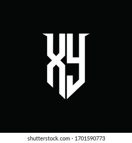 Monograma del logotipo XY con plantilla de diseño de estilo de escudo de emblemas