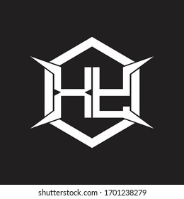 XY Logo monogram with hexagon and four taper shape design template