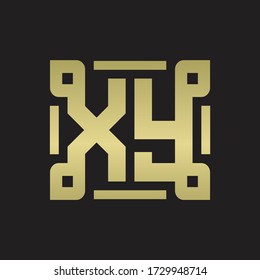 XY Logo monogram with piece line art design template