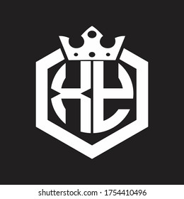 XY-Logo-Monogramm, abgerundet durch Hexagon-Form mit Kronendesign-Vorlage