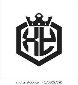 XY-Logo-Monogramm, abgerundet durch Hexagon-Form mit Kronendesign-Vorlage auf weißem Hintergrund
