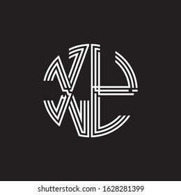 XY Logo monogram triple ribbon style line design template isolated on black background