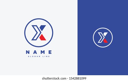 XY LOGO, X and Y shape in circle, Direction inside shape, X mark combined with Y can be used for multiple businesses like transportation and agency.