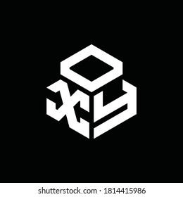 XY monogram logo with 3 cube style design template isolated on black background