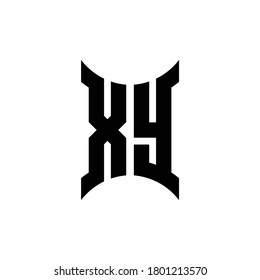 Logotipo de monograma XY con plantilla de diseño de lado curvo