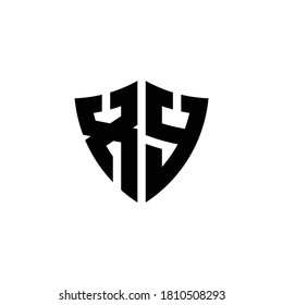 XY monogram logo with shield shape design template isolated on white background