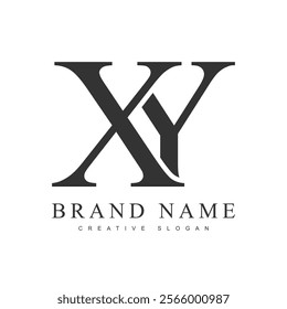 XY trendy logotype template. Initial letter x and y classic font style. Creative logo for company name or identity. Vector illustration.