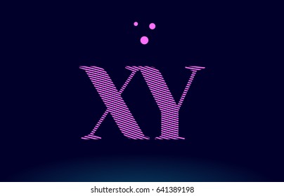 xy x y alphabet letter logo pink line stripes magenta purple blue font creative text dots company vector icon design template