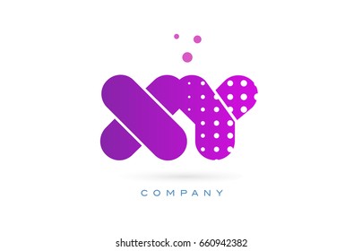 xy x y pink dots dotted letter logo alphabet creative company vector icon design template
