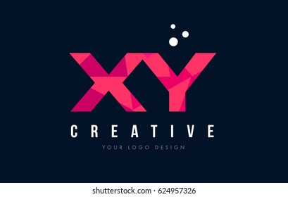 XY X Y Purple Letter Logo Design with Low Poly Pink Triangles Concept