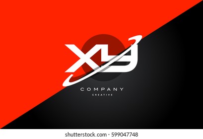 xy x y  red black white technology swoosh alphabet company letter logo design vector icon template 