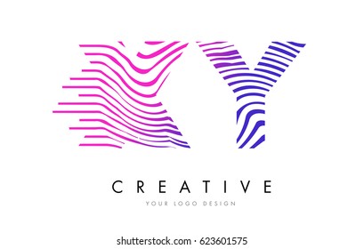 XY X Y Zebra Letter Logo Design with Black and White Stripes Vector