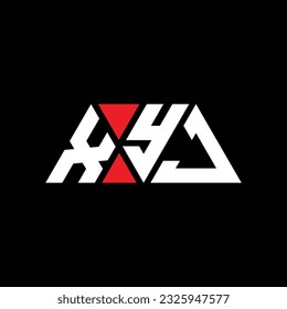 XYJ triangle letter logo design with triangle shape. XYJ triangle logo design monogram. XYJ triangle vector logo template with red color. XYJ triangular logo Simple, Elegant, and Luxurious design.