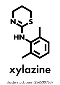 Xylazine veterinary drug molecule. Skeletal formula.