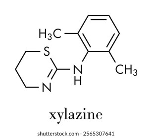 Xylazine veterinary drug molecule. Skeletal formula.