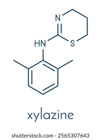 Xylazine veterinary drug molecule. Skeletal formula.