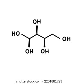 xylitol chemical formula doodle icon, vector illustration