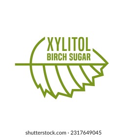 Xylitol linear logo. Birch sugar symbol. Food additive. Simple outline icon, pictogram, sign. Editable isolated vector illustration in green color on a  white background