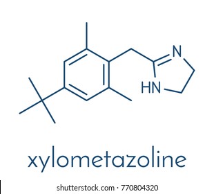 Xylometazoline nasal decongestant molecule. Often used in nose spray and nose drops. Skeletal formula.