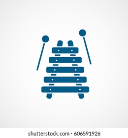 Xylophone Baby Toy Blue Flat Icon On White Background