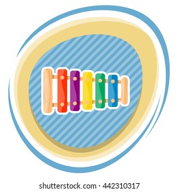 Xylophone colorful icon. Vector illustration in cartoon style