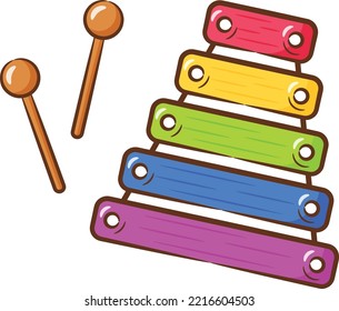 xylophone cute drawing for school flashcard