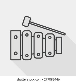 Xylophone flat icon with long shadow, line icon