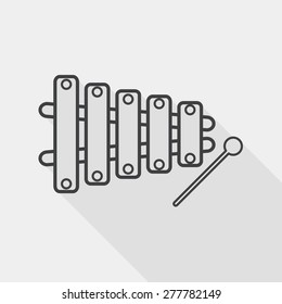 Xylophone flat icon with long shadow, line icon