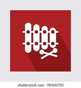 Xylophone flat icon with long shadow