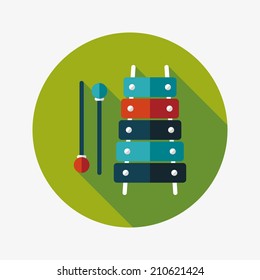Xylophone flat icon with long shadow,eps10
