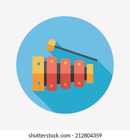 Xylophone flat icon with long shadow,eps10