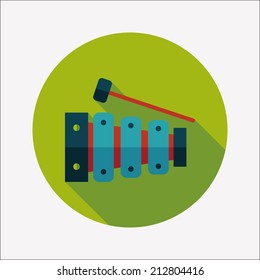 Xylophone flat icon with long shadow,eps10