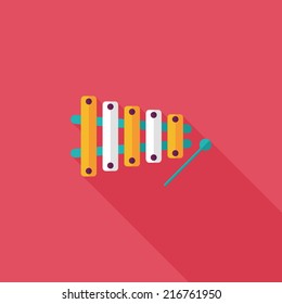 Xylophone flat icon with long shadow,eps10