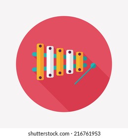 Xylophone flat icon with long shadow,eps10