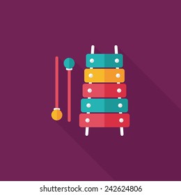 Xylophone flat icon with long shadow,eps10