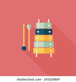 Xylophone flat icon with long shadow,eps10