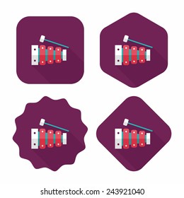 Xylophone flat icon with long shadow,eps10