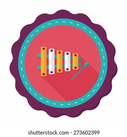Xylophone flat icon with long shadow,eps10
