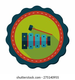Xylophone flat icon with long shadow,eps10