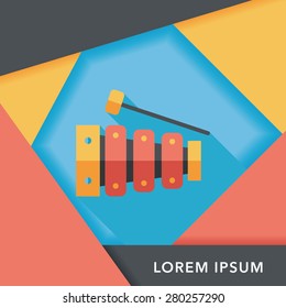 Xylophone flat icon with long shadow,eps10