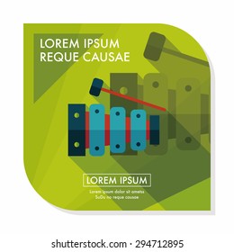 Xylophone flat icon with long shadow,eps10