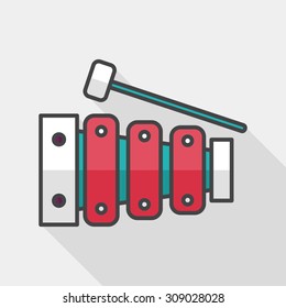 Xylophone flat icon with long shadow,eps10