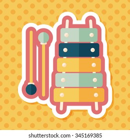 Xylophone flat icon with long shadow,eps10