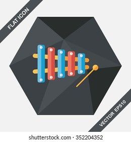 Xylophone flat icon with long shadow,eps10
