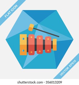 Xylophone flat icon with long shadow,eps10